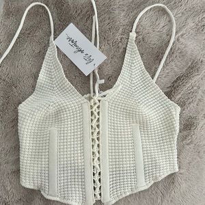 12th Tribe halter crocheted corset top